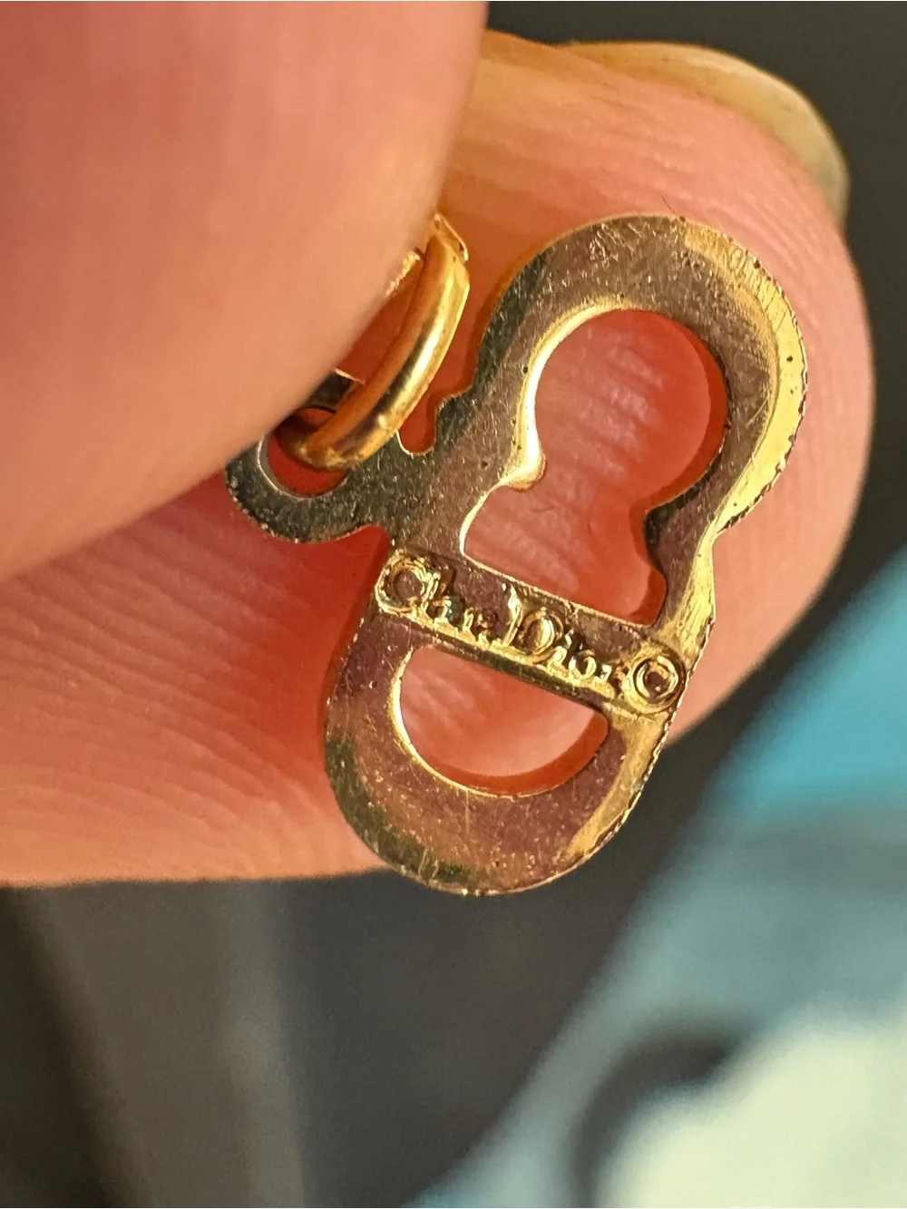 Dior Gold Heart Locket Necklace with Crystal Accents